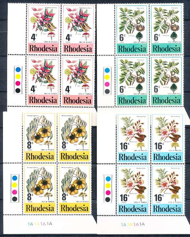RHODESIA   - 1976   Tree Blossom  C/BLOCKS  "A"  -   FINE MINT