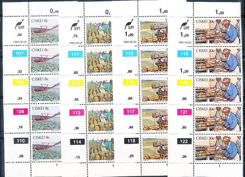 CISKEI    1982  - Pineapple Industry  SET OF CONTROLS  FINE  MINT