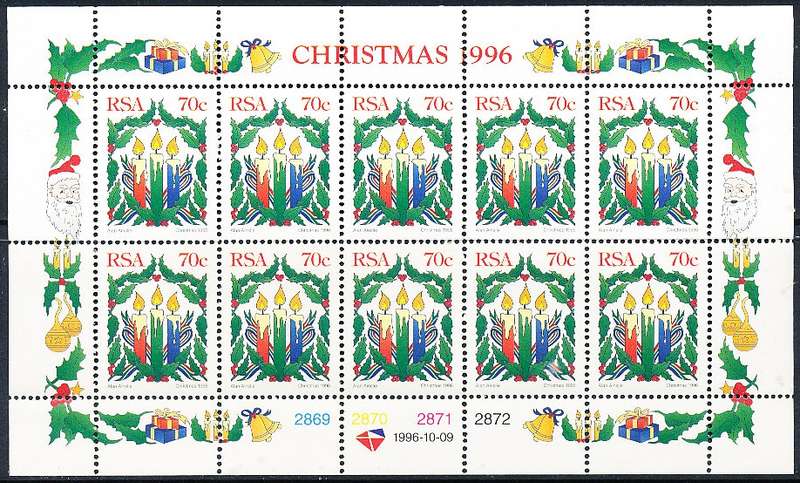 RSA  - 1996 -   Christmas   FULL SHEET  - FINE  MINT