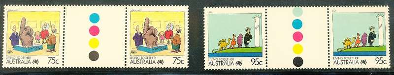 AUSTRALIA  1988 -    Cartoons  GUTTER PAIRS -   MARCH ISSUE -   FINE  MINT
