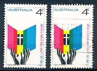 AUSTRALIA  1967 -   Bible Society  SET  -  MINT and USED