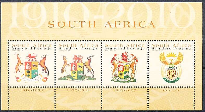 RSA  - 2010 -   Coat of Arms    MINI- SHEET   - FINE  MINT