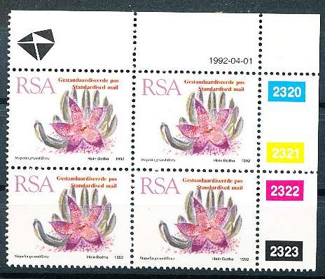 RSA   -  1993  -  Flora - Succulents CONTROL BLOCK  - FINE  MINT