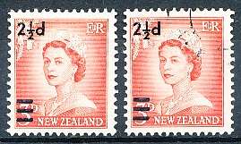 NEW ZEALAND   - 1958   QE of 1955 Surcharged  -  FINE  MINT and USED