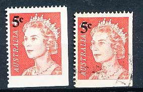 AUSTRALIA  1967 -  Queen Elizabeth II Surcharged  BOOKLET STAMP  -  MINT and USED