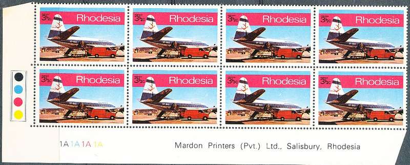 RHODESIA   - 1970  Posts and Telecomms  3 1/2c EXTENDED C/BLOCK  -   FINE MINT