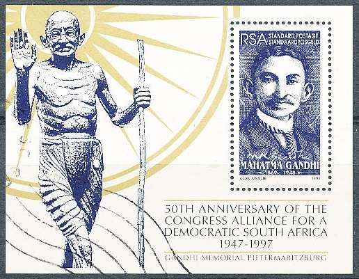 RSA  - 1997 -  MAHATMA GANDHI  -  MINI-SHEET  - FINE POSTALLY USED