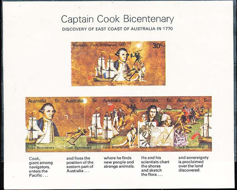 AUSTRALIA  1970 -    Captain James Cook  MINI-SHEET   -  MINT