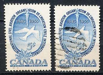 CANADA  1955  - Anniversary of ICAO   -  MINT and  FINE USED