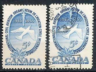 CANADA  1955  - Anniversary of ICAO   -  MINT and  FINE USED