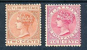 CEYLON  QVIC    - 1883    2c and 4c -     MINT   R 1900