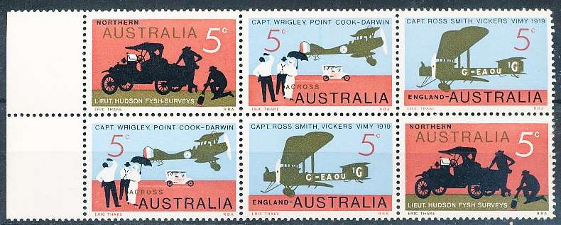 AUSTRALIA  1969 -  First Flight from England to Australia  SET  -  FINE MINT