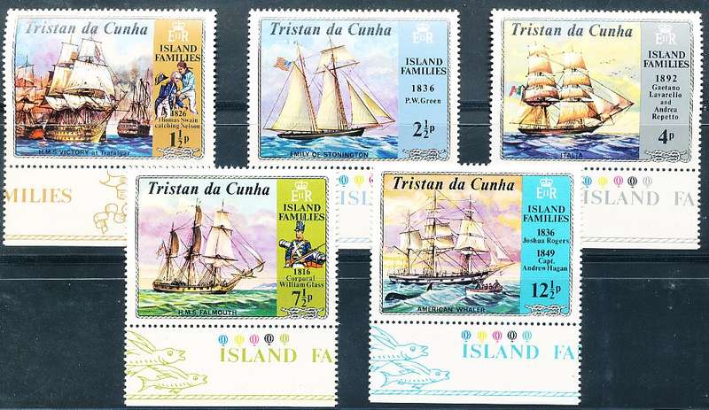 TRISTAN da CUNHA  - 1971   Island Families and Ships   SET  -    FINE  MINT