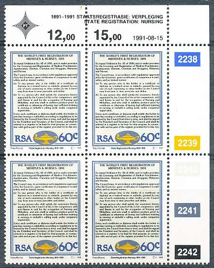 RSA -  1991  -   Registration for Nurses and Midwives  C/BLOCK  - FINE   MINT