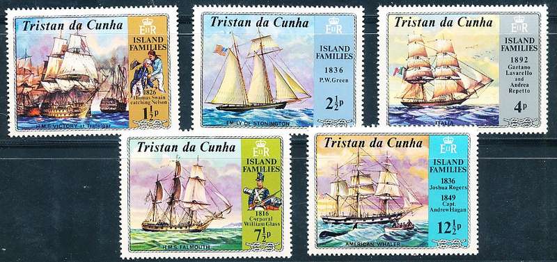 TRISTAN da CUNHA  - 1971   Island Families and Ships   SET  -    FINE  MINT