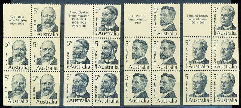 AUSTRALIA  1969 -  Prime Ministers from Australia  BOOKLET PANES  -   MINT