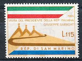 SAN MARINO  1965  -  Visit of Italian President  SINGLE ISSUE    - FINE  MINT
