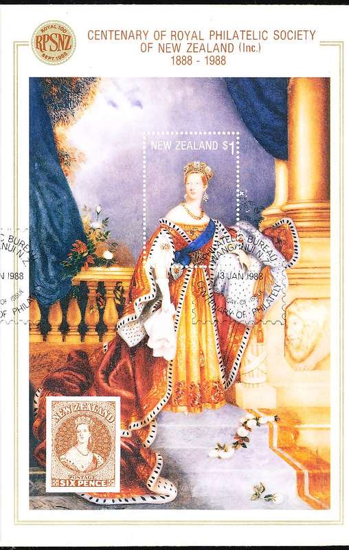 NEW ZEALAND   - 1988   Royal Philatelic Society     MINI-SHEET -     FINE CTO USED