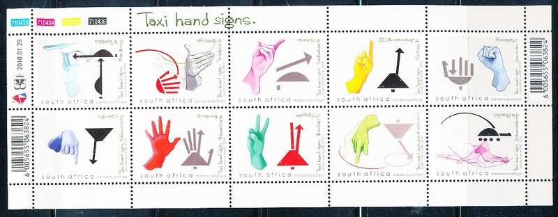 RSA  - 2010  -  Taxi Hand Signs  MINI-SHEET  - FINE  MINT