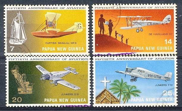 PAPUA NEW GUINEA 1972 -  Anniversary of Aviation  FULL  SET    -   FINE USED