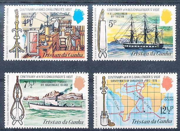 TRISTAN da CUNHA  - 1973    Visit of H.M.S. "Challenger" SET  -    FINE  MINT