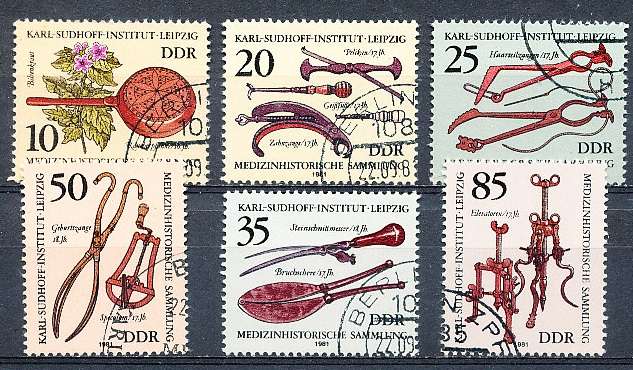 GERMANY  DDR   1981  - Old Medical Instruments  FULL SET    -  FINE  USED
