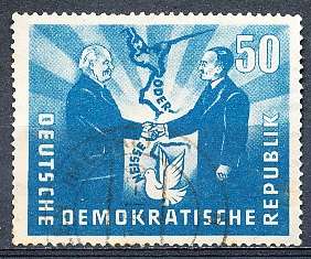 GERMANY  DDR   1951  -  Treaty Between Poland & East Germany   50Pfg    -   FINE USED