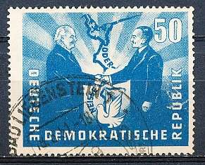 GERMANY  DDR   1951  -  Treaty Between Poland & East Germany   50Pfg    -   FINE USED