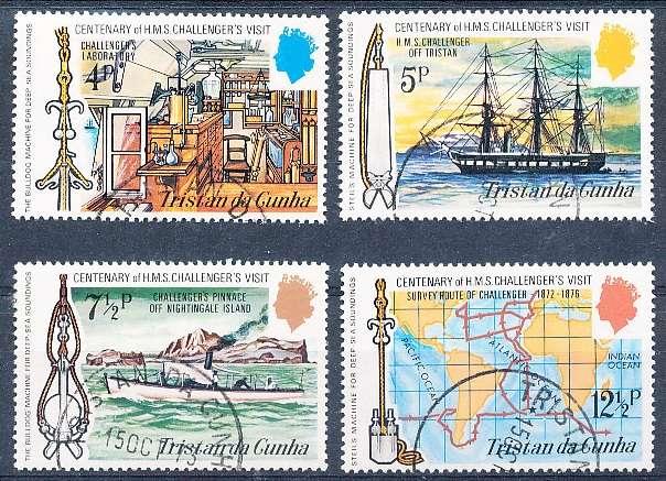 TRISTAN da CUNHA  - 1973    Visit of H.M.S. "Challenger" SET  -    FINE  USED