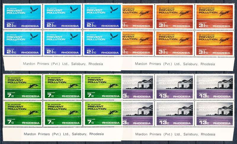 RHODESIA   - 1972   Prevent Pollution  IMPRINT  BLOCKS  -   FINE MINT