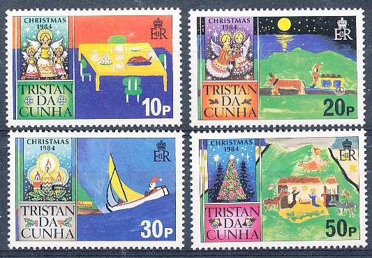 TRISTAN da CUNHA  - 1984    Christmas - Children's Drawings   SET  -  FINE  MINT