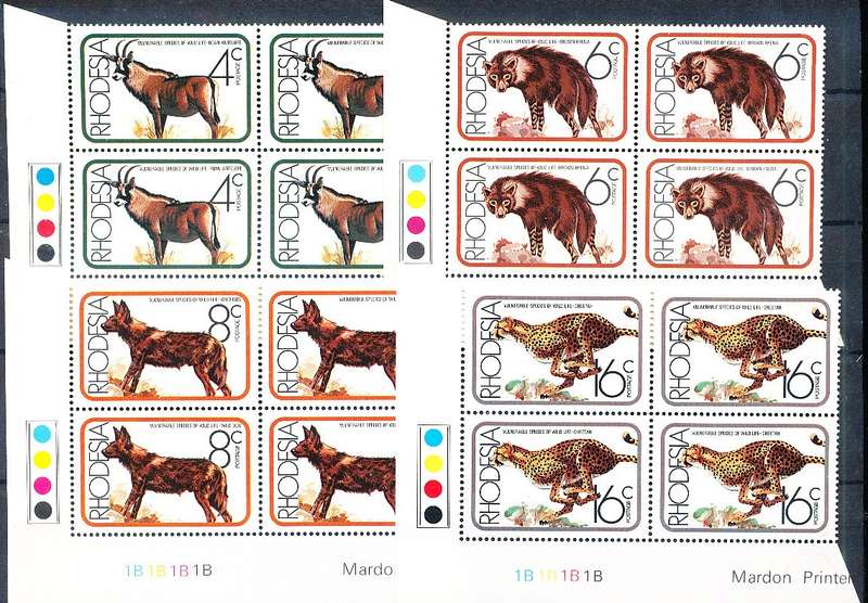 RHODESIA   - 1976   African Mammals  C/BLOCKS  "B"  -   FINE MINT