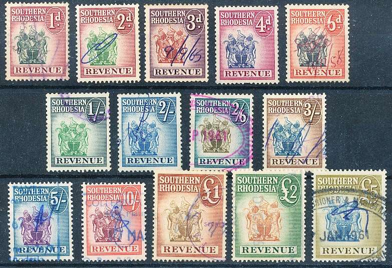SOUTH  RHODESIA -  REVENUES SET to the  5 POUND - FINE USED