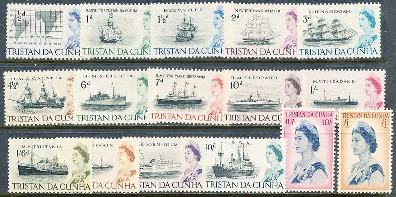 TRISTAN da CUNHA  - 1965  Queen Elizabeth and Ships   SET  -     MINT