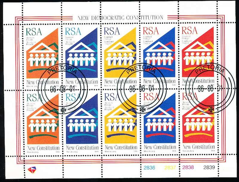 RSA  - 1996  -  New Democratic Constitution   SHEET  - FINE  CTO  USED