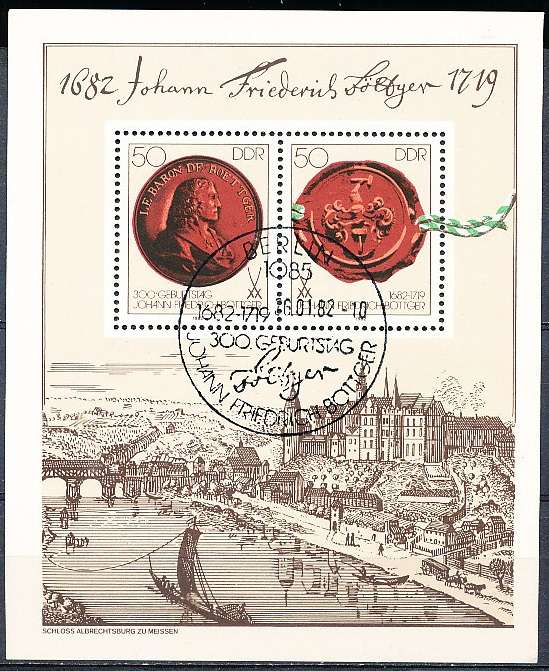 GERMANY  DDR   1982  -  Johann Friedrich Böttger  MINI-SHEET    -  FINE  CTO USED