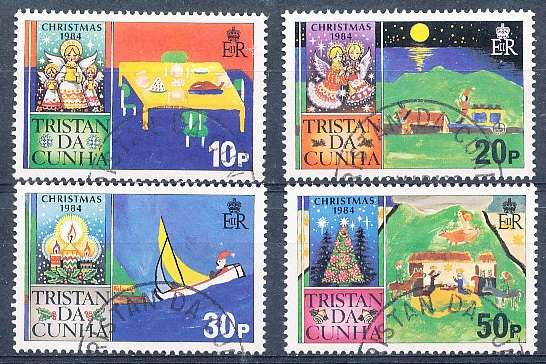 TRISTAN da CUNHA  - 1984    Christmas - Children's Drawings   SET  -  FINE  USED