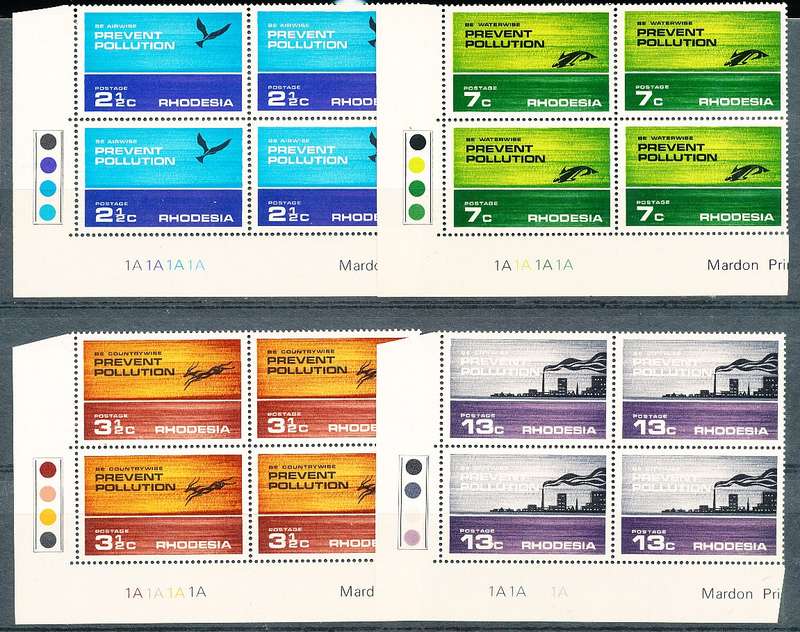 RHODESIA   - 1972   Prevent Pollution  C/BLOCKS  "A"    -   FINE MINT