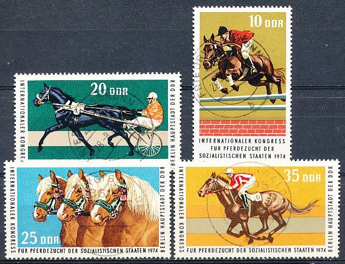 GERMANY  DDR   1974  -  Horses -  Horse Breeders   FULL  SET   -  FINE USED