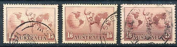 AUSTRALIA  1934 -  Airmail  SHADES  FINE  USED