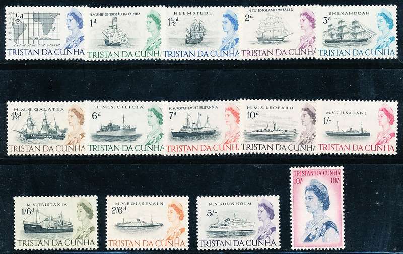 TRISTAN da CUNHA  - 1965  Queen Elizabeth and Ships  PART  SET  -     MINT