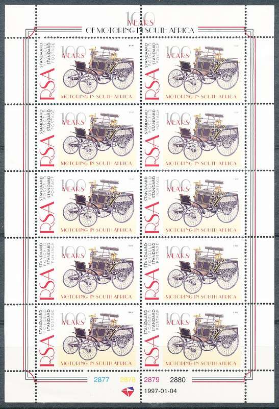 RSA -  1997  -  Automobile in South Africa  FULL SHEET  - FINE   MINT