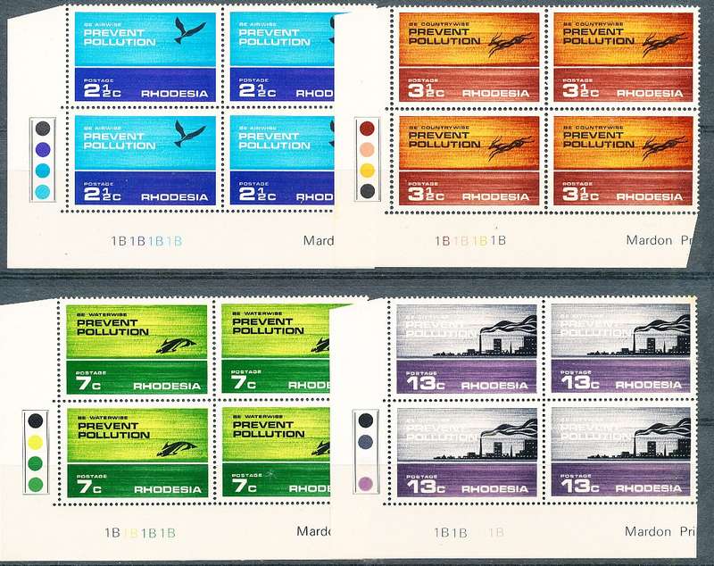 RHODESIA   - 1972   Prevent Pollution  C/BLOCKS  "B"    -   FINE MINT
