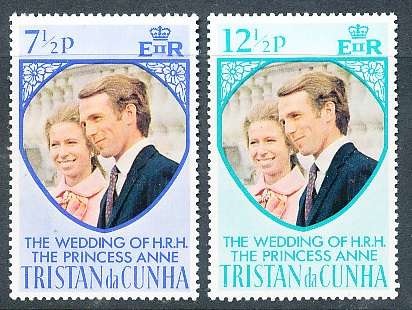 TRISTAN da CUNHA  - 1973    Princess Anne and Mark Phillips  SET  -    FINE  MINT