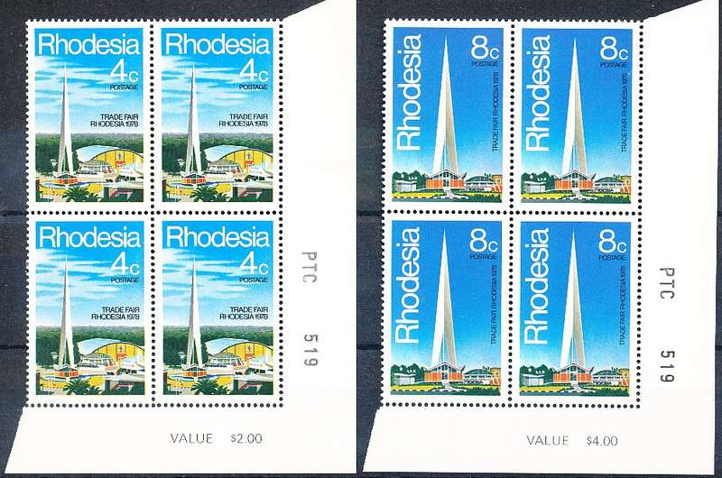 RHODESIA   - 1978   Trade Fair  CORNER BLOCKS  -   FINE MINT