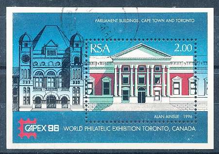RSA   -  1996  -    CAPEX '96  Stamp Exhibition, Toronto  MINI-SHEET  - POSTALLY USED