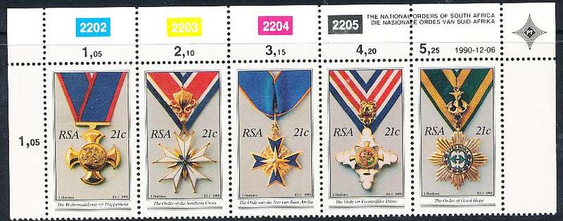 RSA   -  1991  -  National Orders -  CONTROL BLOCK  - FINE  MINT