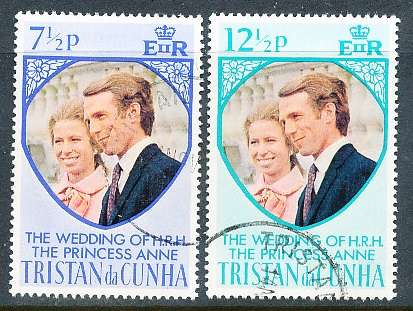 TRISTAN da CUNHA  - 1973    Princess Anne and Mark Phillips  SET  -    FINE  USED