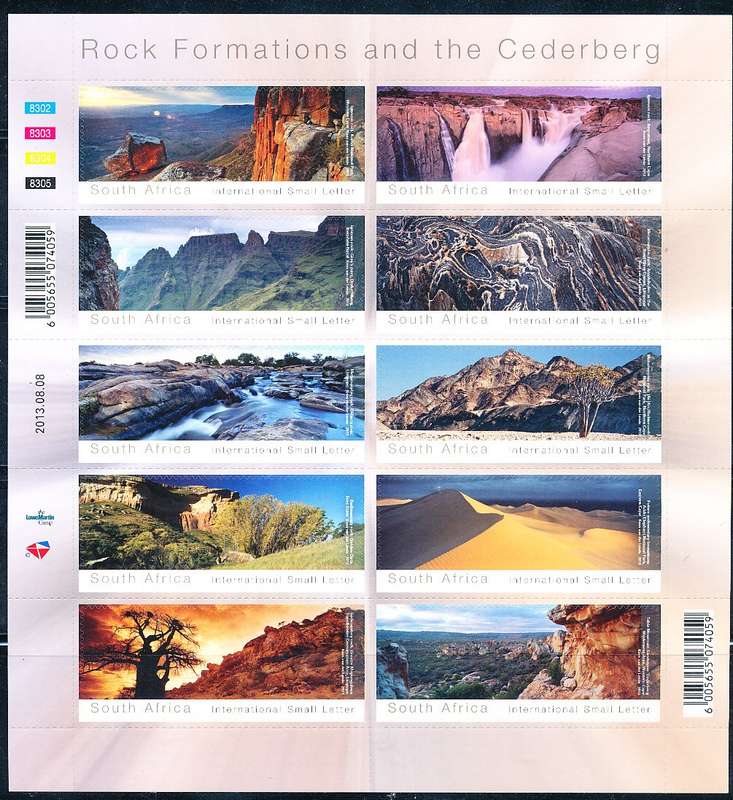 RSA  -  2013 -   Rock Formations and the Cederberg  SHEET - FINE MINT