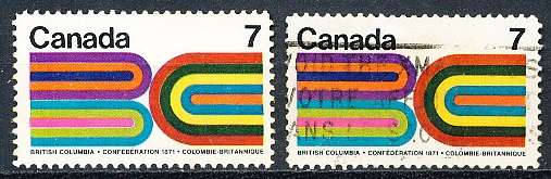 CANADA  1971  -   British Columbia's Entry into the Confederation  -  FINE  MINT and USED